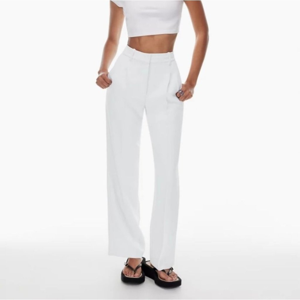 Aritzia White High-Rise Wide-Leg Trousers